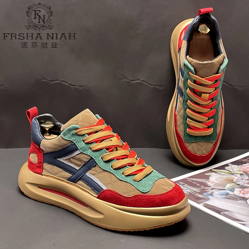 法莎尼亚男士老爹鞋夏季新款内运动休闲鞋时夏季男士厚底透气老爹