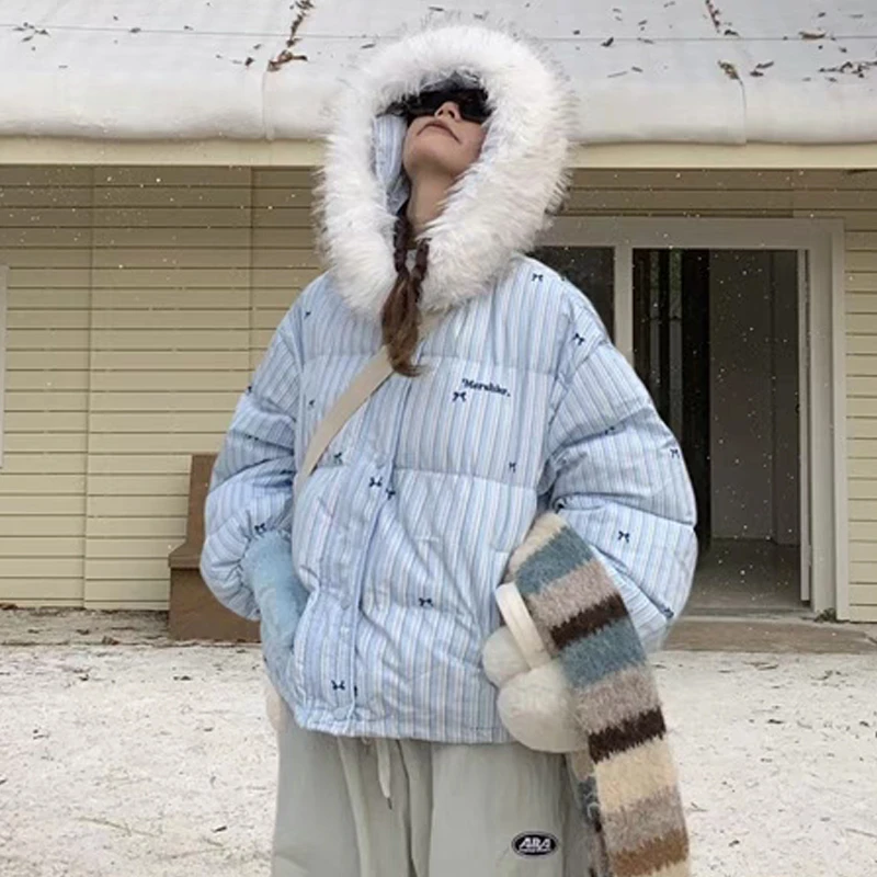 新款冬季棉服女短款连帽设计感学生棉衣加厚保暖小个子女款棉衣潮