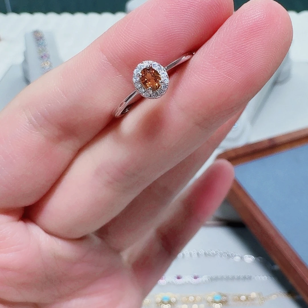 水晶戒指银S925镶嵌戒指