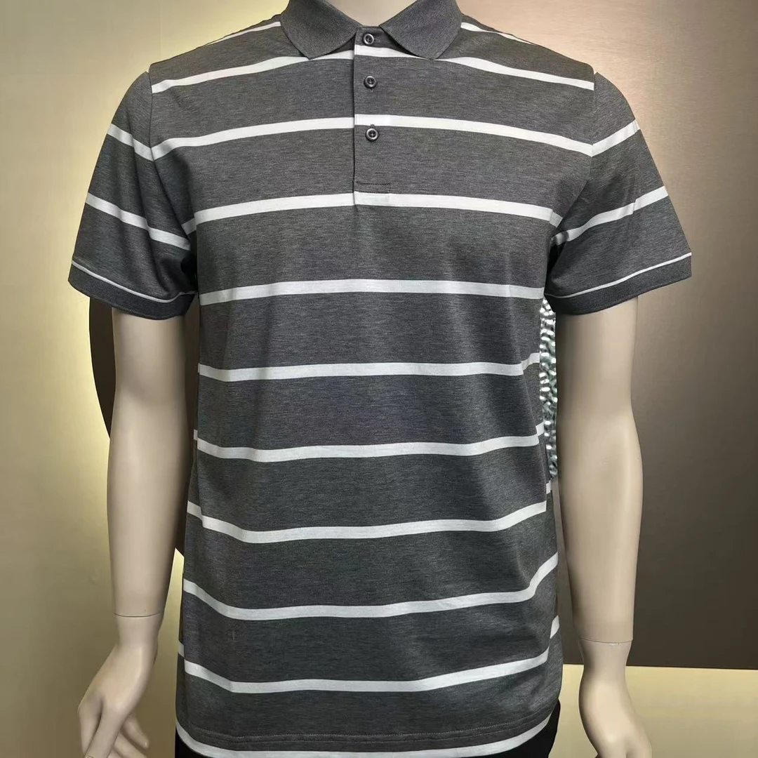 印花Polo衫运动休闲时尚夏季纽扣潮流短袖纯色条纹翻领男款上衣