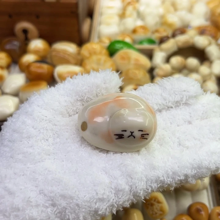 把件菩提根/象牙果92 象牙果大橘猫手把件