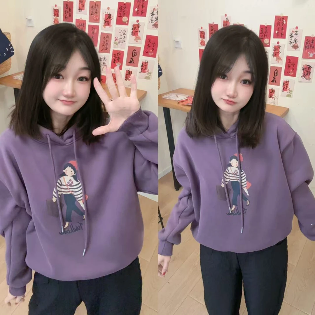 【时髦精】【加绒加厚】【可爱减龄】时尚洋气百搭宽松卡通带帽长袖卫衣
