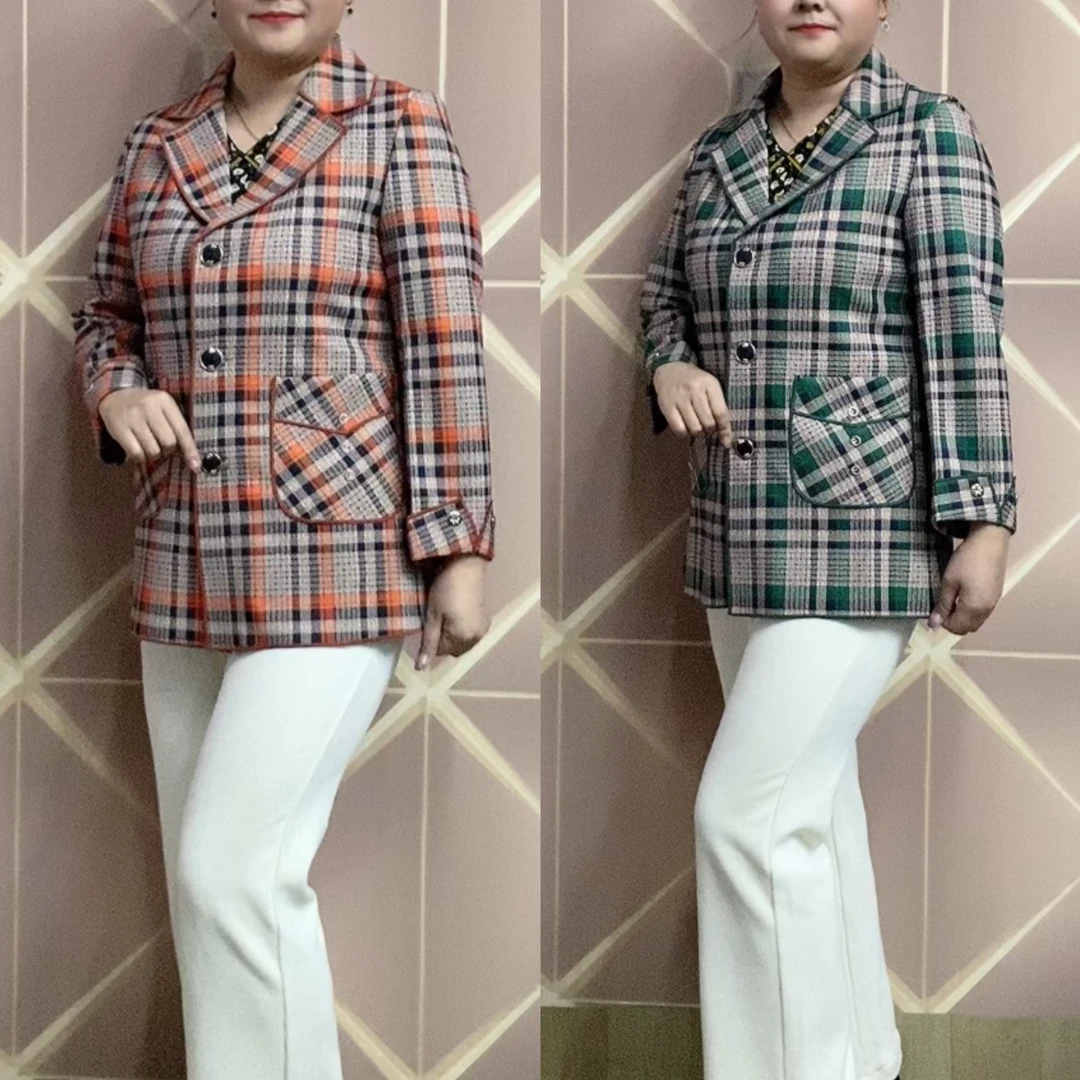 民族风休闲时尚中老年女装常规秋冬洋气秋季格子春秋