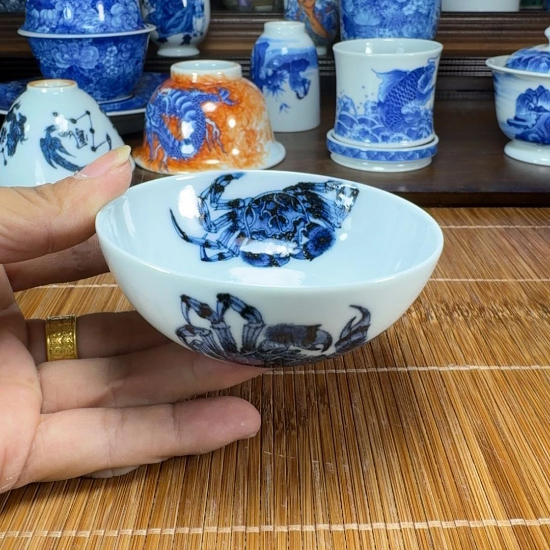 鹰***熊瓷片当代景德镇陶瓷手绘茶具