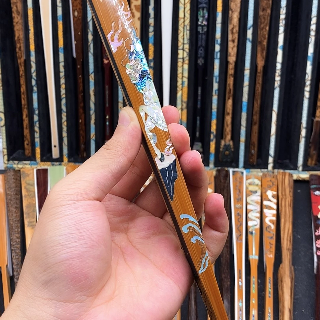 扇子《麒麟》老玉竹三合青螺钿镶嵌