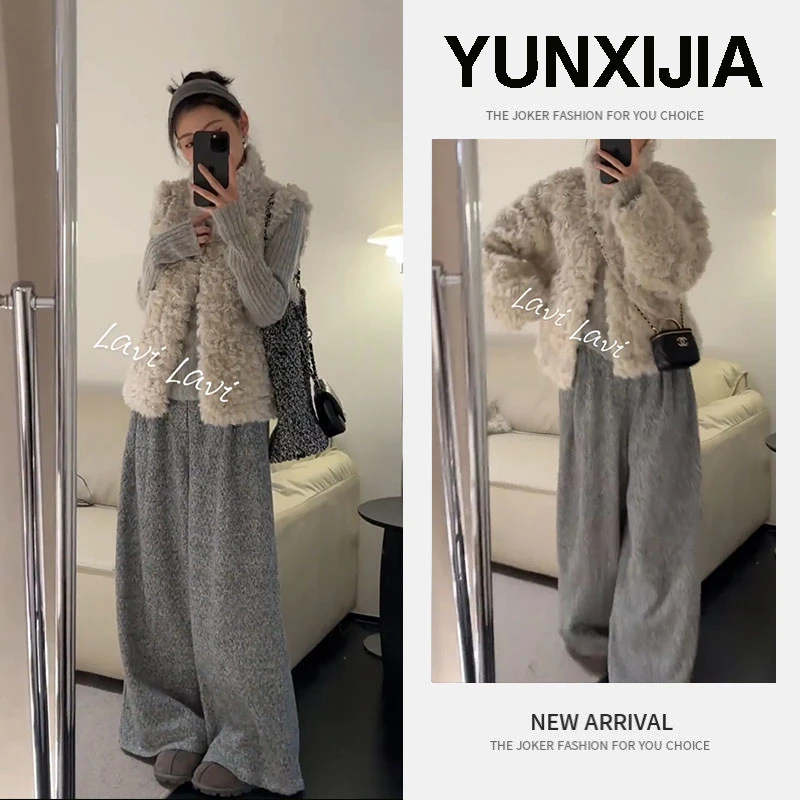 流行一整套2025秋季新款时尚慵懒风韩版上衣马甲裤子三件套