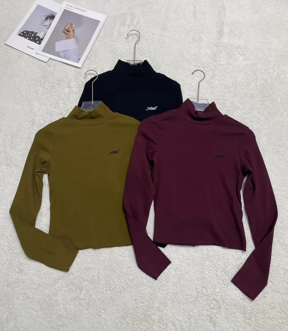 秋冬新品立领字母长袖修身打底上衣