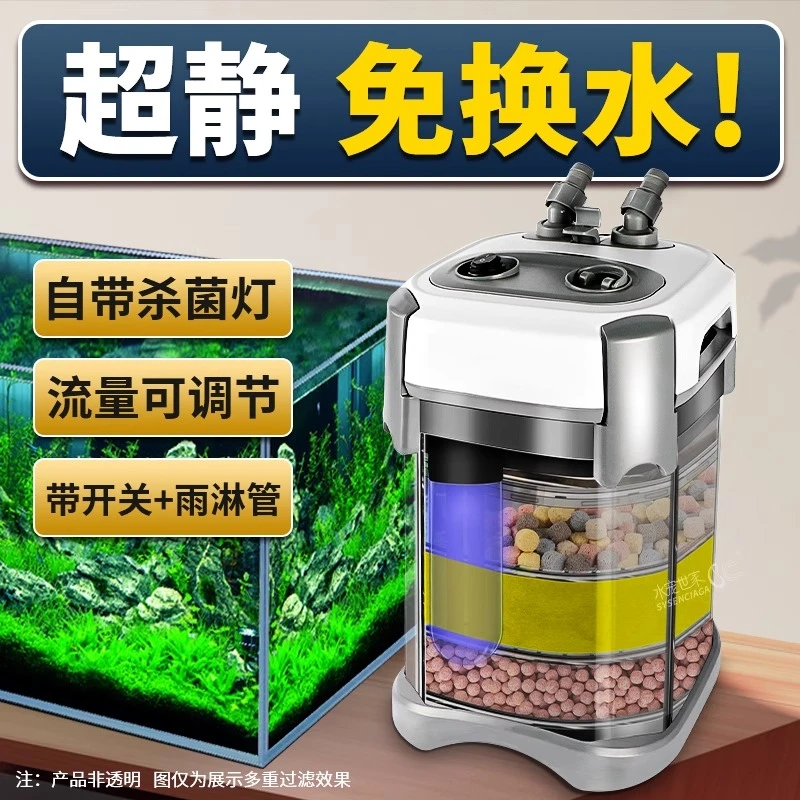 过滤器鱼缸过滤桶三合一净水静音循环泵外挂滤筒水草缸外置滤盒