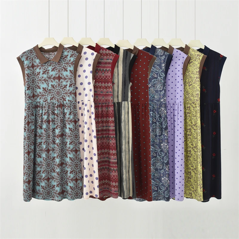 JDD-[时尚百搭]2025夏季新款系扣时尚百搭棉绸连衣裙K-MF1239