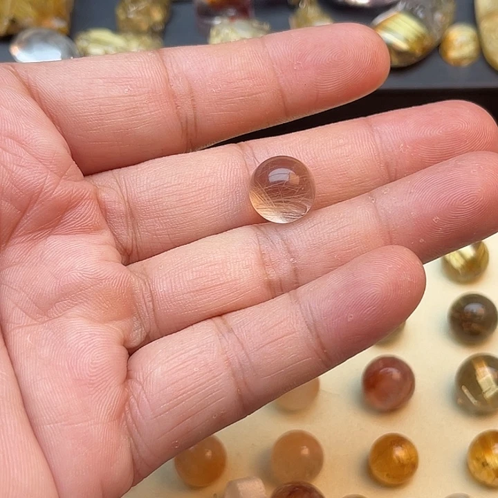 未镶嵌珠宝半成品发晶13mm钢丝兔毛水晶
