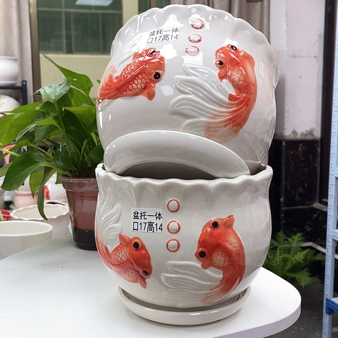 陶瓷@陶瓷花盆@@如鱼得水大号