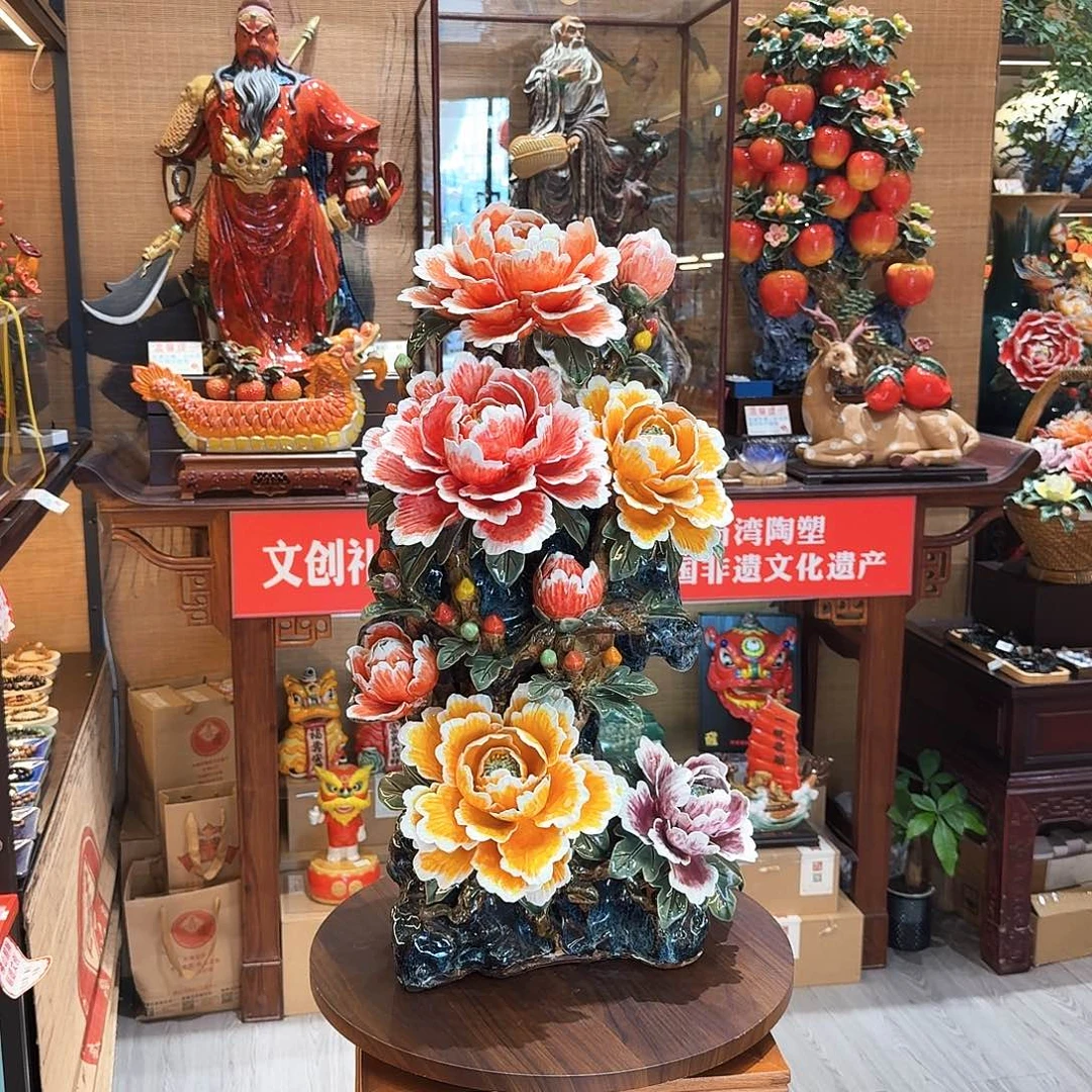 杰***3陶瓷62高度牡丹花精品
