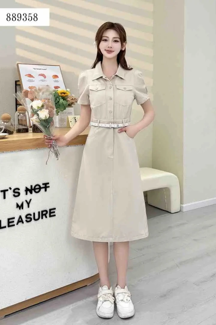 连衣裙气质裙子甜美清新系扣长裙小众御姐风夏季清高百搭