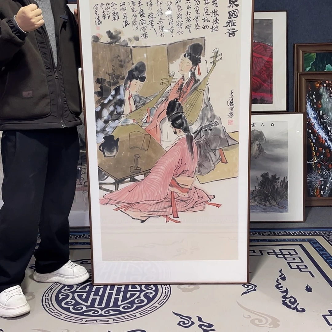 国画手绘画作品带框80/160