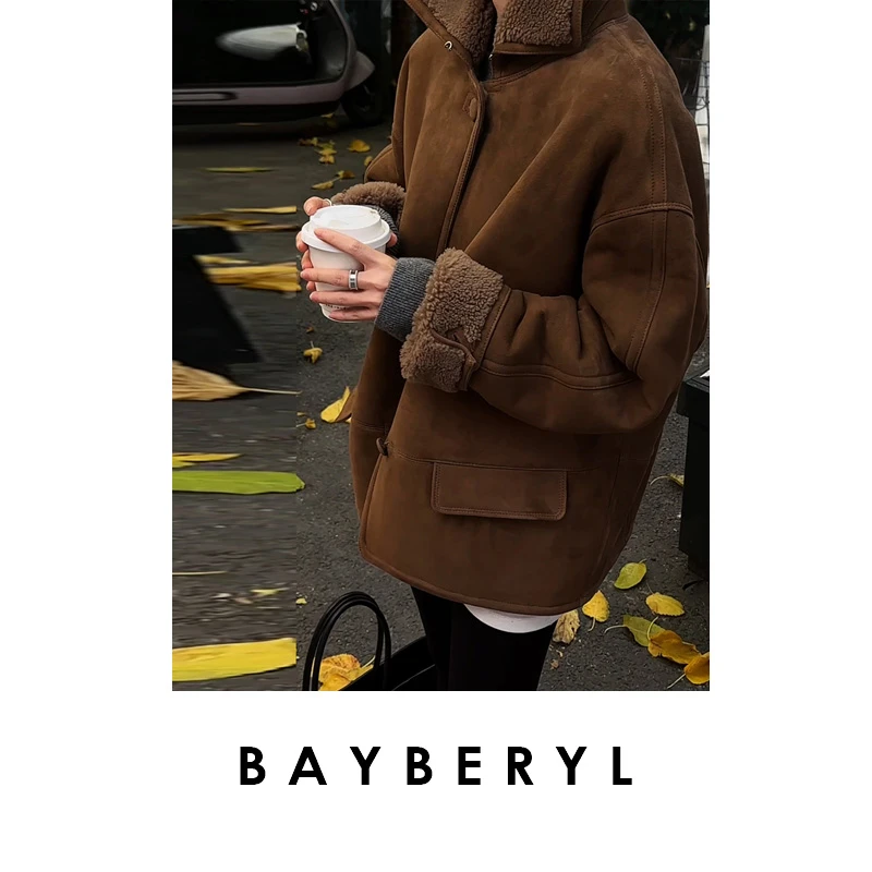 BAYBERYL老贝蒙布朗*翻领美拉德休闲冬一体皮衣PY5K2501-12/12