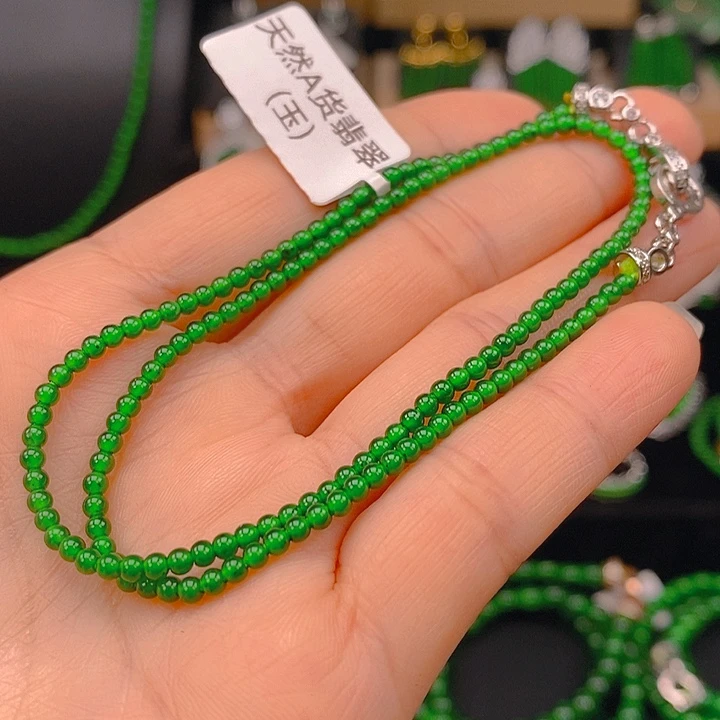 翡翠未镶嵌耳饰天然A货翡翠珠链锁骨项链