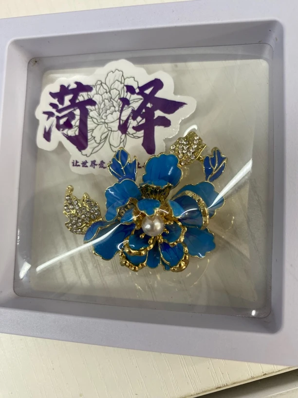 合金珐琅胸针 牡丹胸针