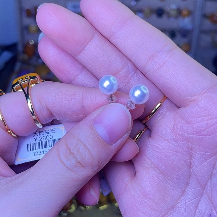 淡水珍珠耳饰银S925镶嵌耳钉