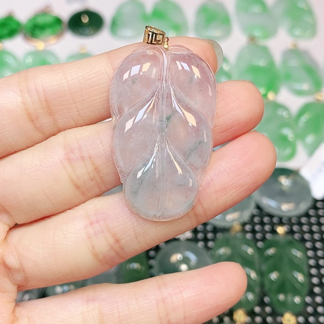 翡翠吊坠(不含链)18K金镶嵌