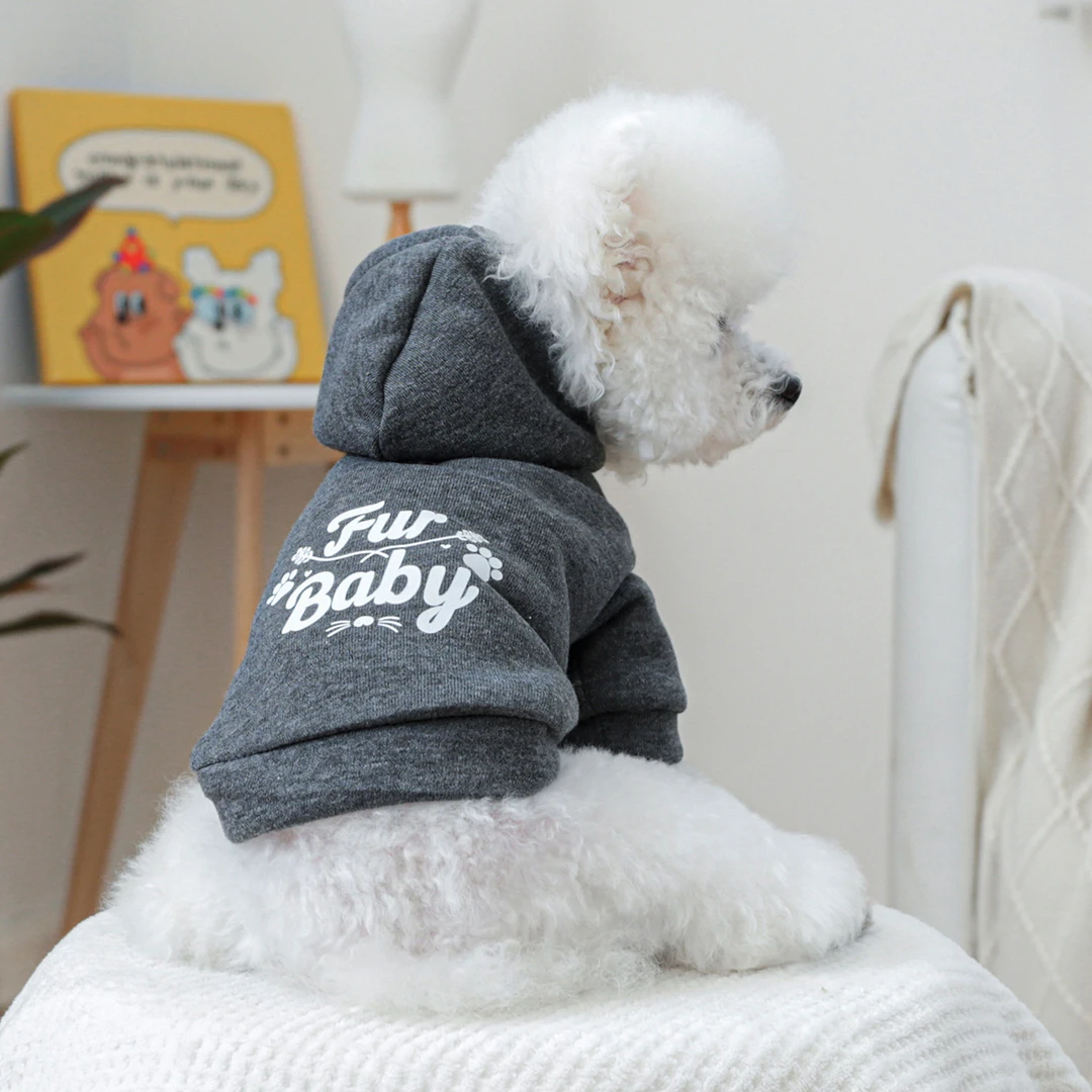 直供/现货新品 宠物衣服狗狗服装服饰白体毛绒宝贝烟灰卫衣
