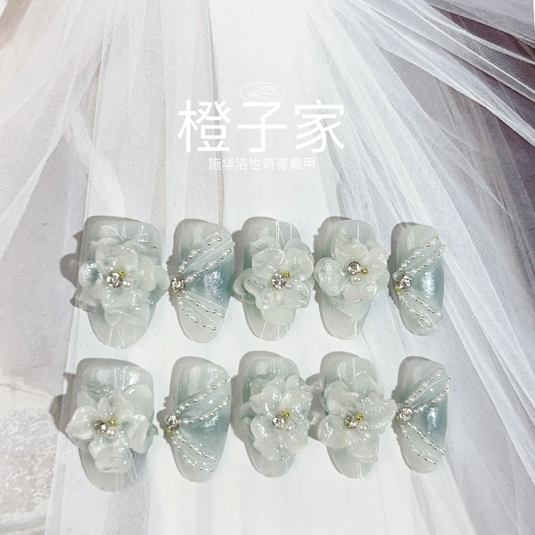 橙子推荐纯手工雕花（蓝蔓）穿戴甲