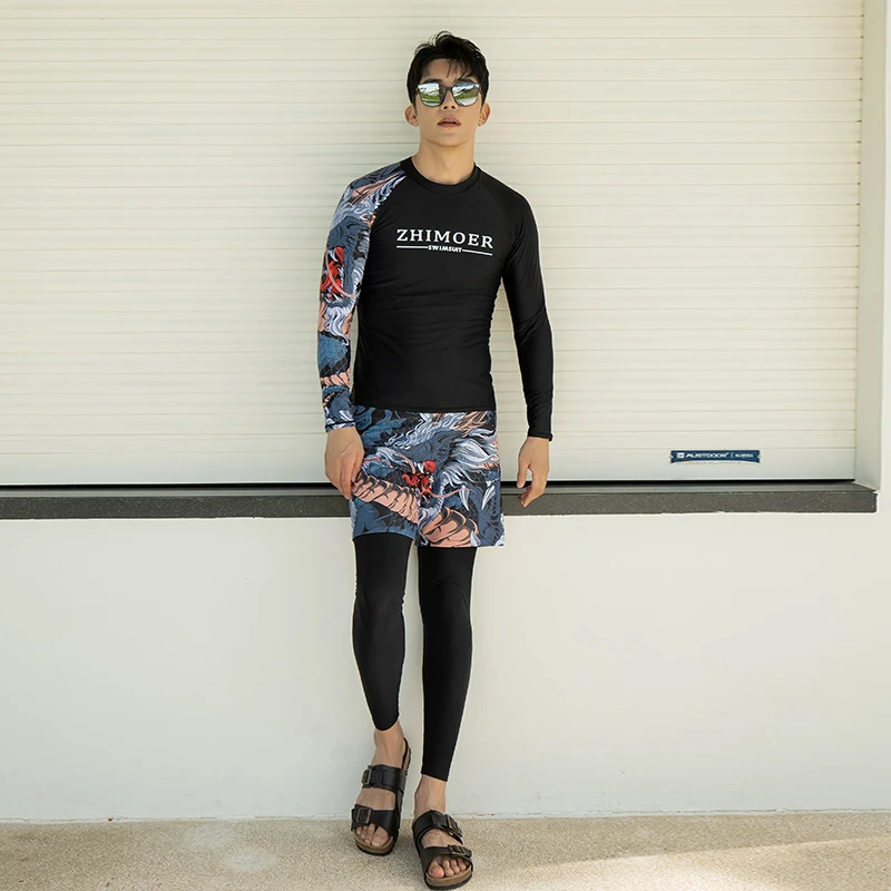 男士长袖长裤速干防晒冲浪浮潜水母服分体游泳衣