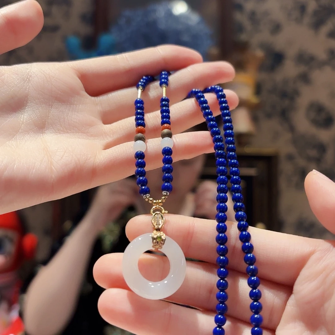 青金石未镶嵌颈饰