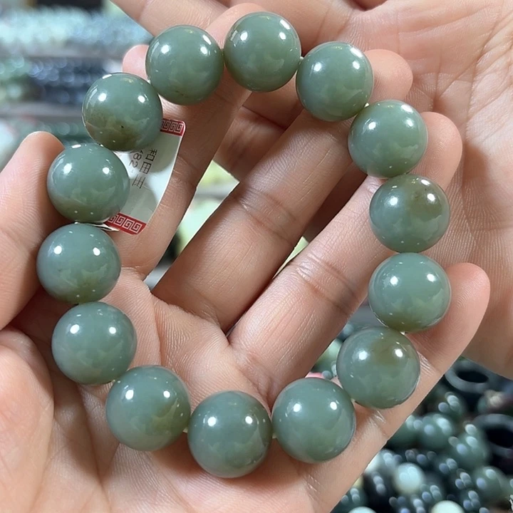 和田玉手链未镶嵌新疆且末蓝卡16