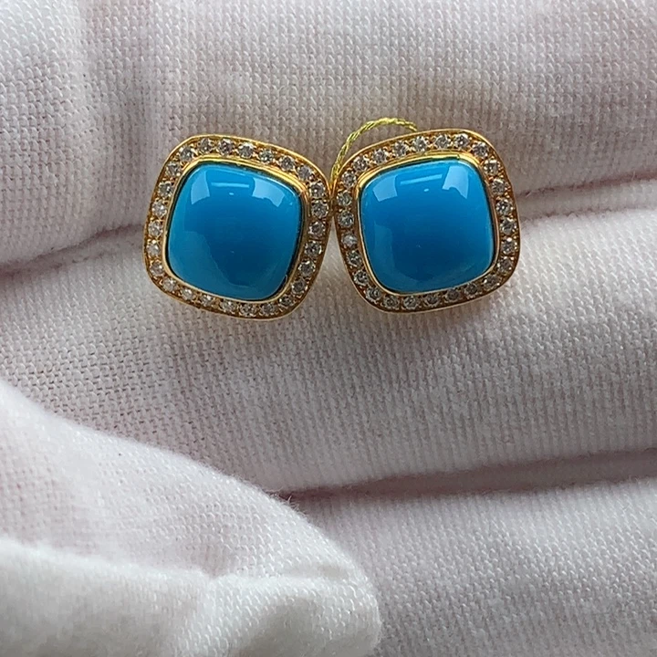 绿松石18K金镶嵌珠宝奇石