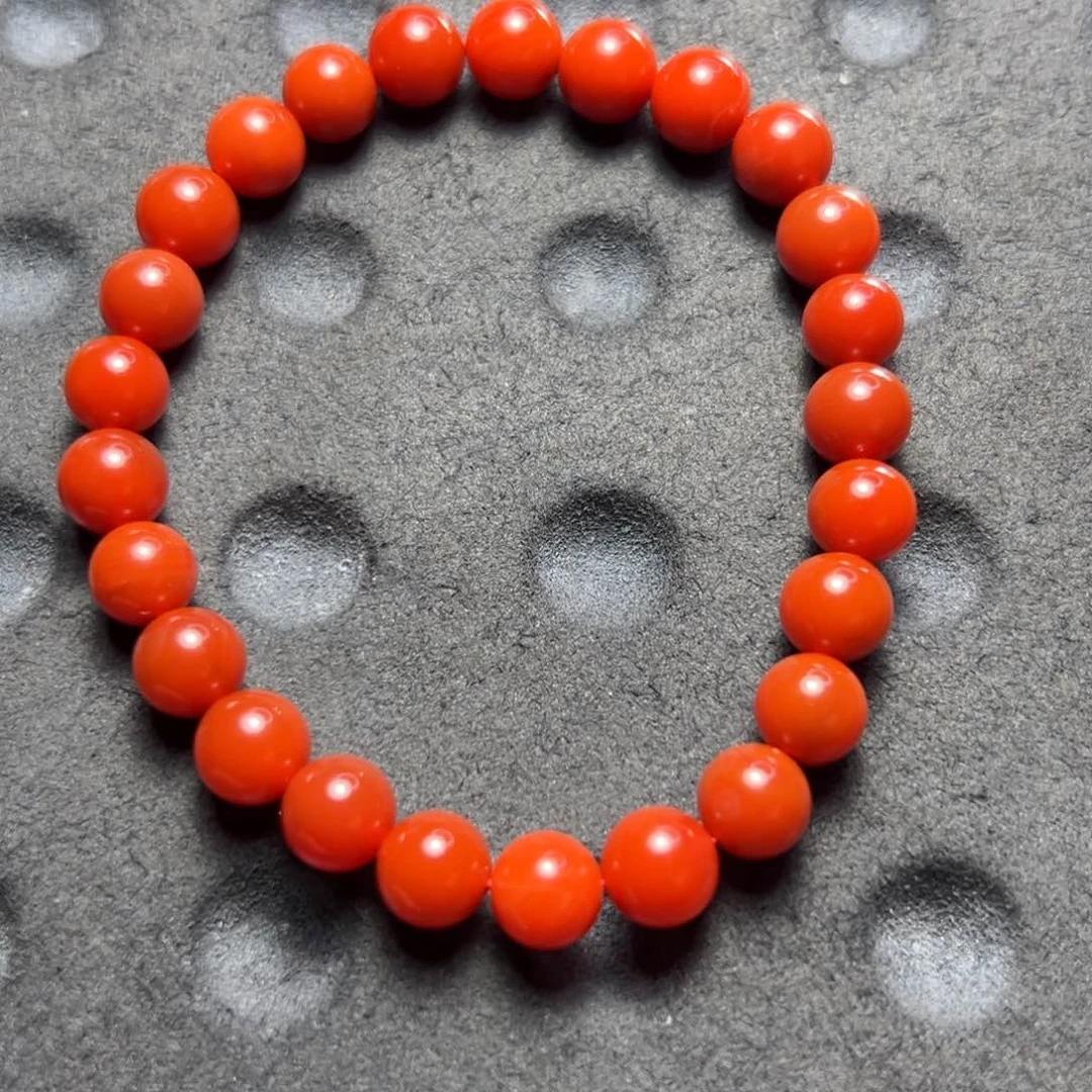 南红玛瑙东山大水沟料，尺寸7.5mm未镶嵌