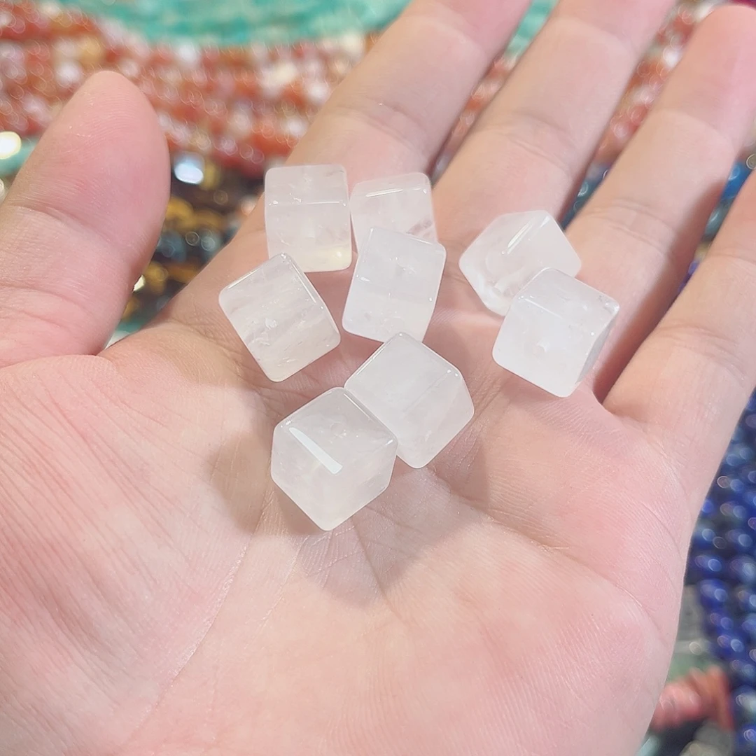 玛瑙/玉髓合金珠宝半成品白水晶方糖两颗12mm