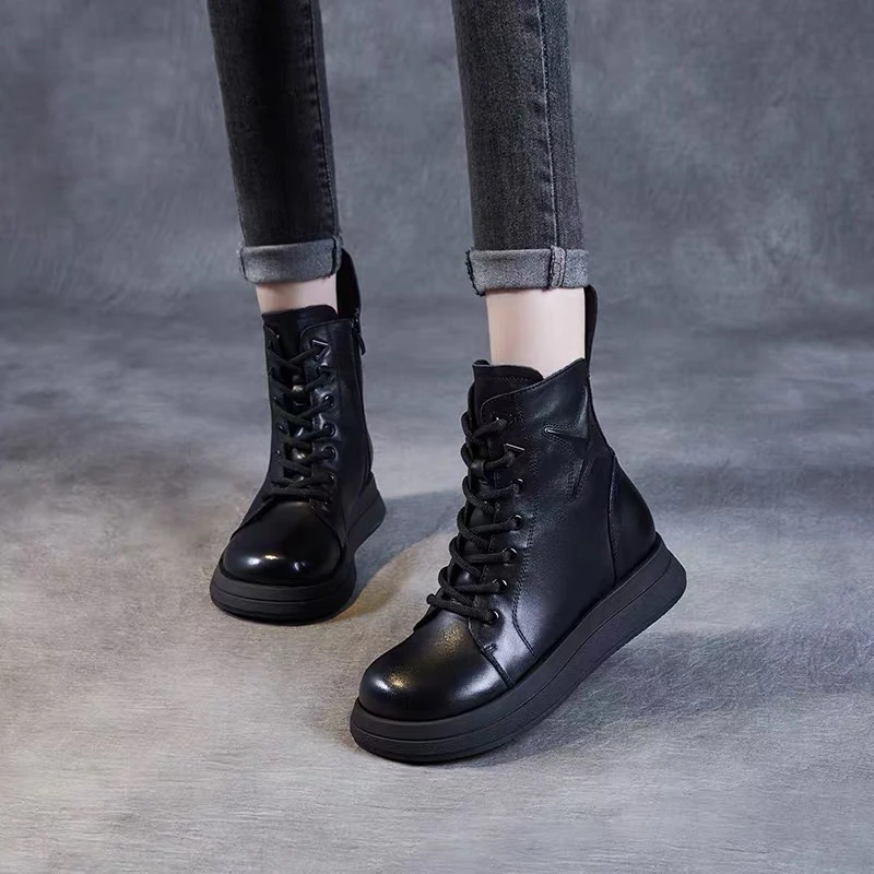 头层牛皮。马丁靴系带223-718