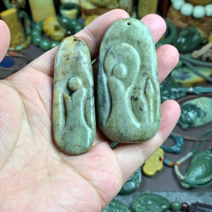 吊坠(赠链)未镶嵌岫岩河磨玉（透闪石质玉）