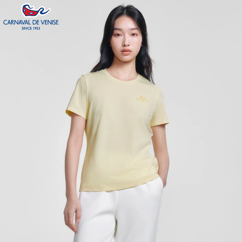 韩国轻舒凉感T恤carnavaldevenise威尼斯25夏季女装短袖圆领运动