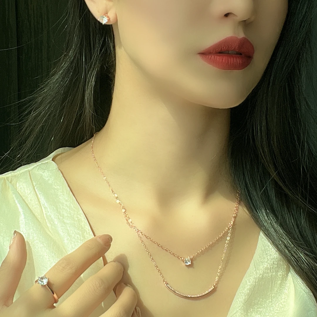 铜合金项链 Xyuer高品质定制款微笑款首饰套装项链时尚