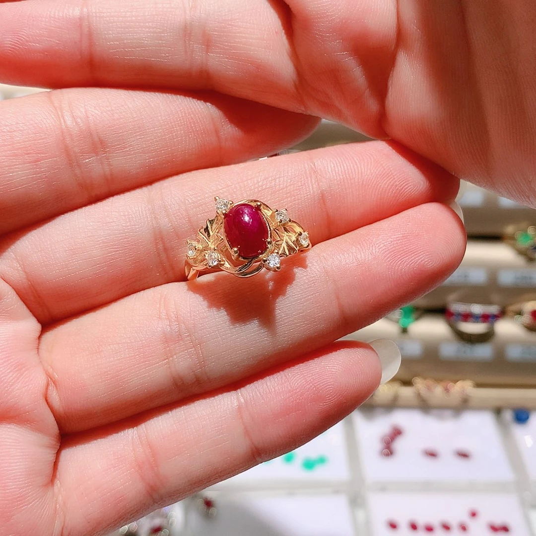 银S925镶嵌戒指红宝石