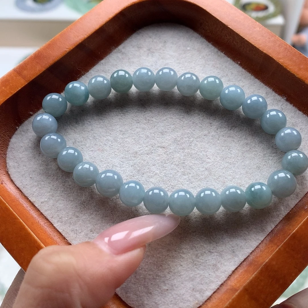 翡翠未镶嵌手串蓝7.7