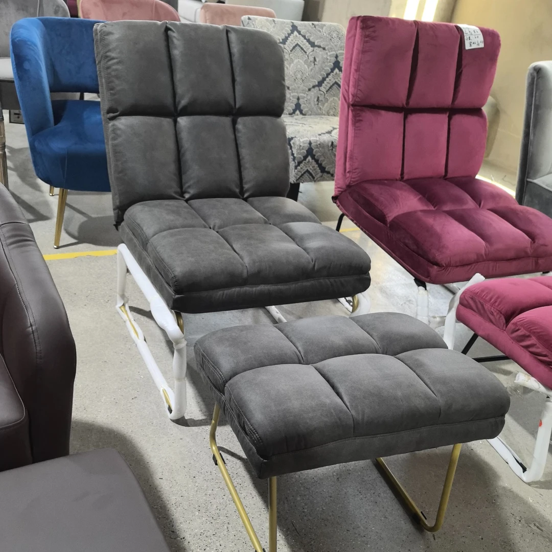 简约绒面休闲椅轻奢风单人小沙发LW-0014BL套装