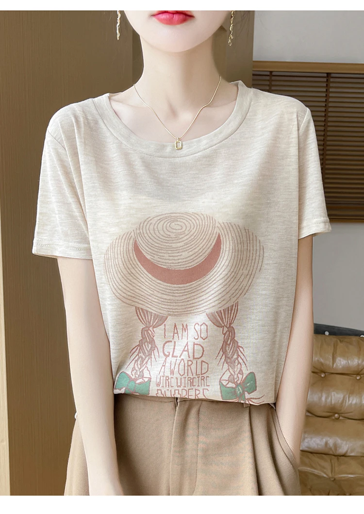 短袖民族风女士小熊卡通短款T恤印花t恤设计感显瘦夏季宽松百搭