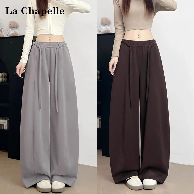 拉夏贝尔弯刀运动裤女春秋季2025款高腰显瘦宽松慵懒感南瓜阔腿裤