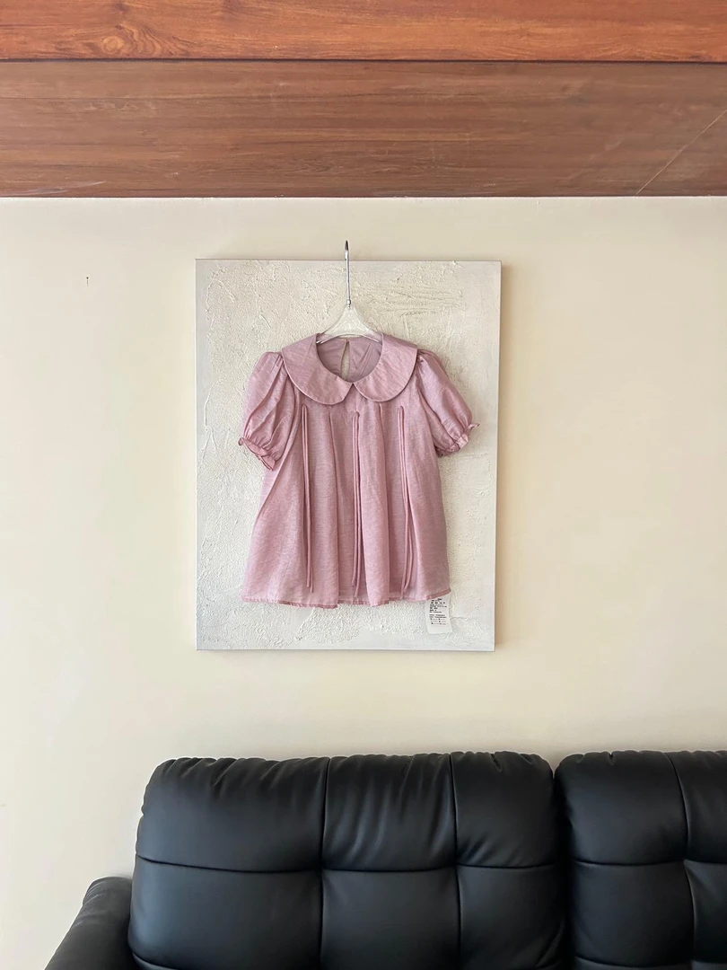 【赵小小yimao】28778 夏季法式甜美蝴蝶结短袖衬衫小众娃娃衫上衣