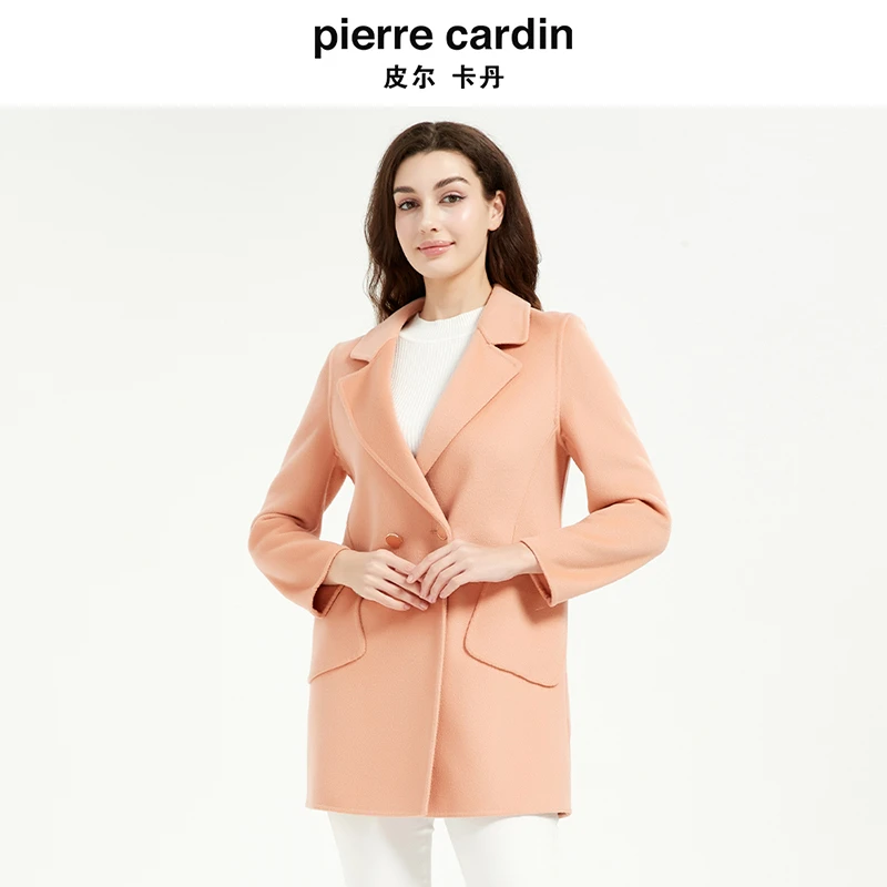 皮尔卡丹女装轻商务干练通勤多色毛呢大衣