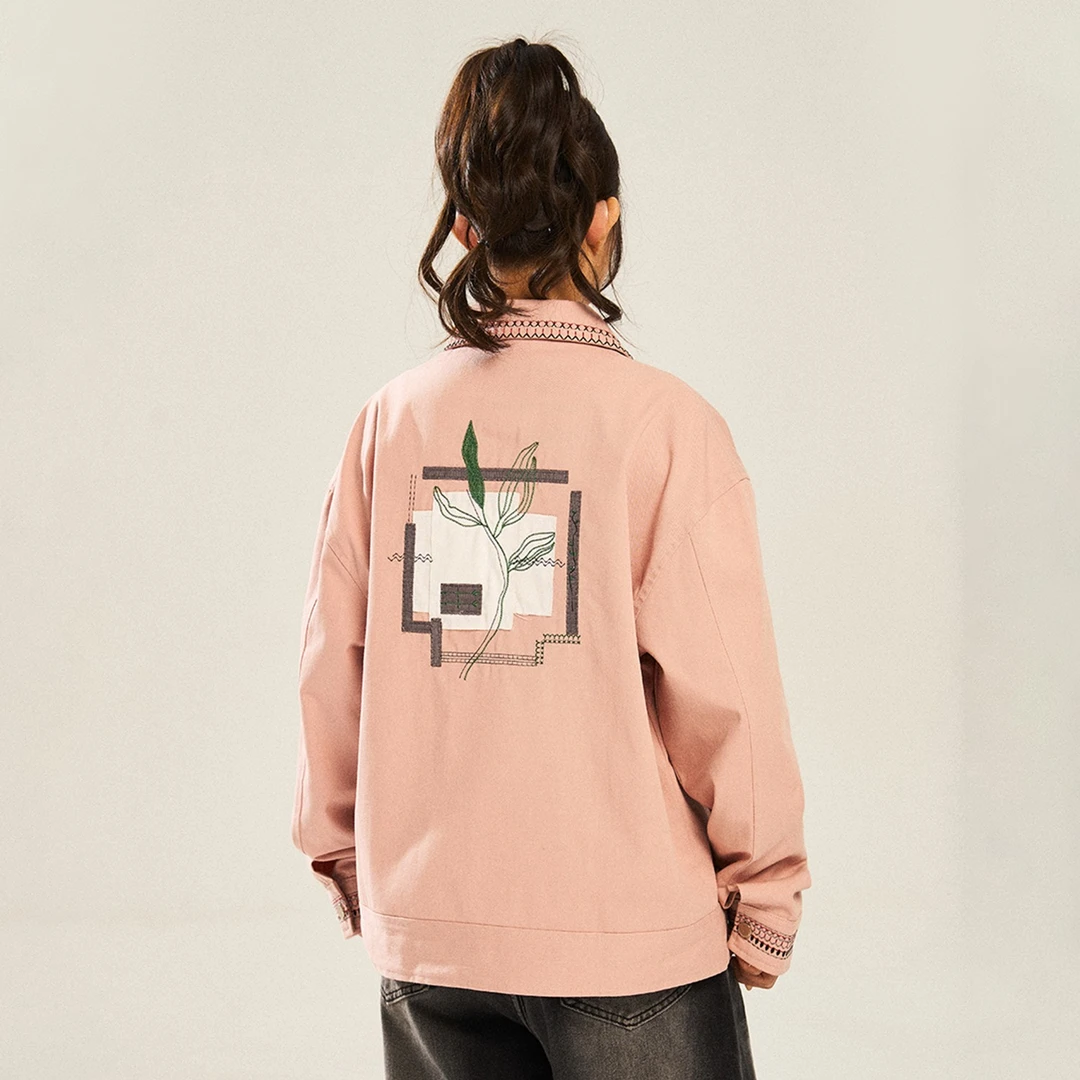 NSTNEW START发芽计划“园艺师”复古感碎边贴布刺绣翻领工装夹克