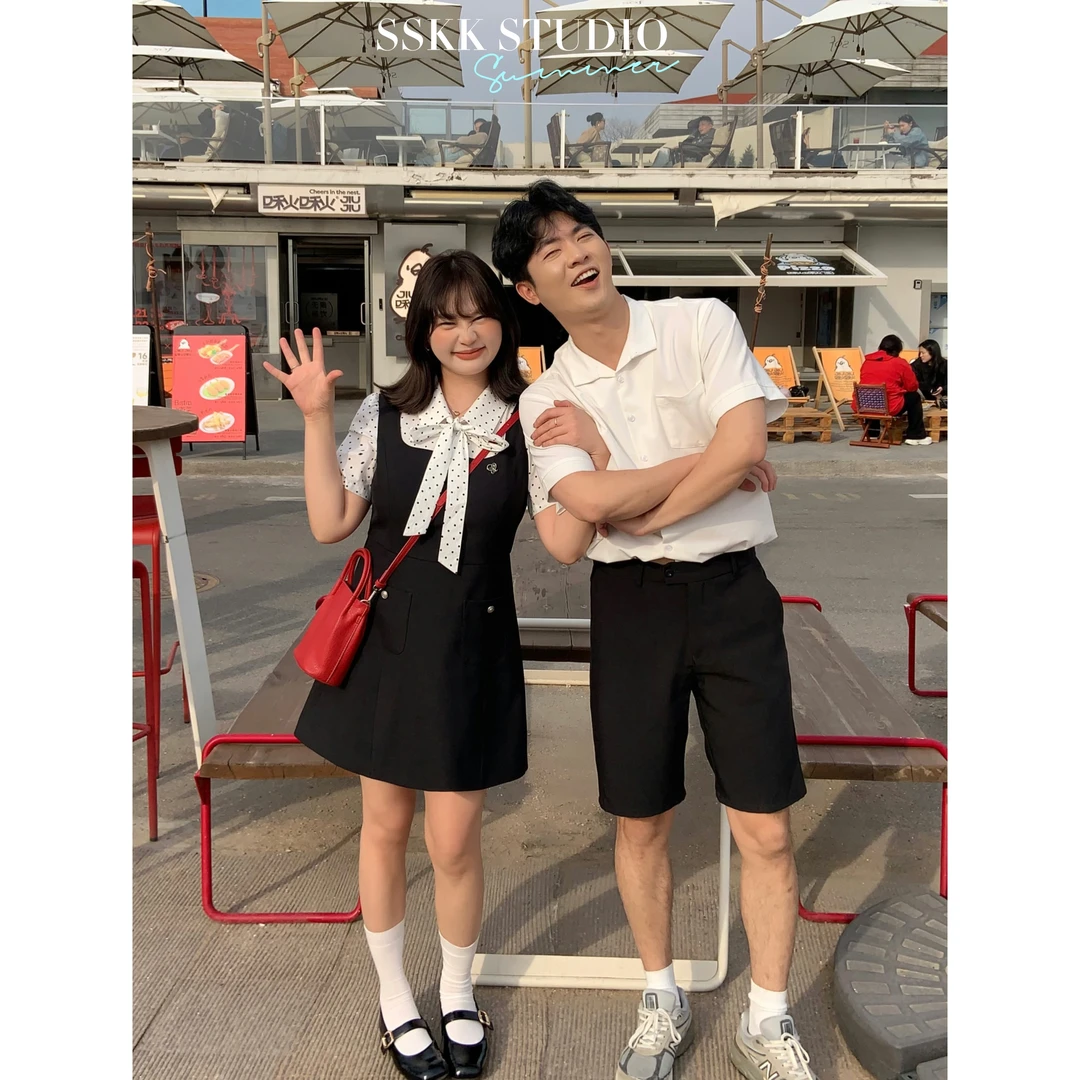 KMZY/KMZY山_山【miu系学姐】微胖mm韩版撞色波点拼接假两件连衣裙