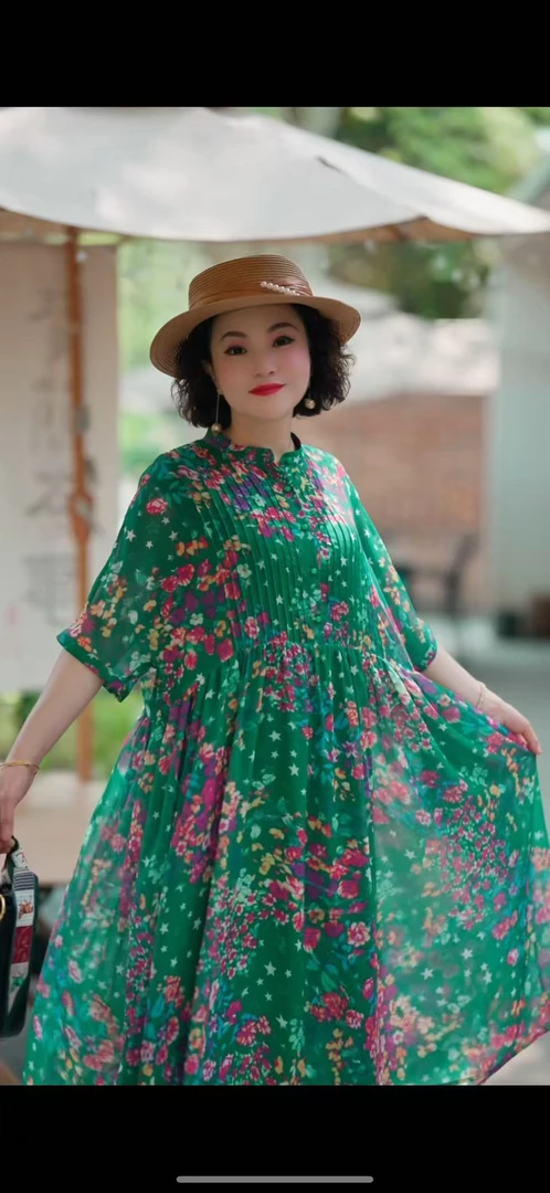 【618抢先购】新款连衣裙女大码宽松中长裙遮肉显瘦洋气妈妈裙子