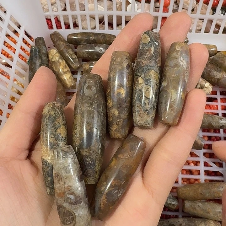 玛瑙/玉髓合金珠宝半成品一颗大桶珠随机