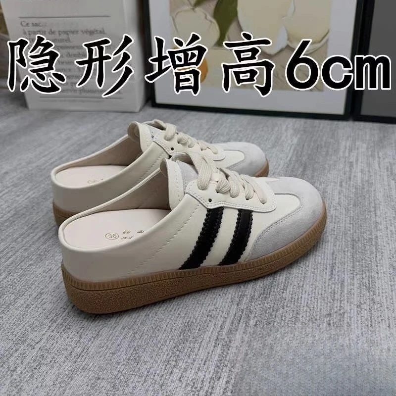 内增高包头半拖鞋女外穿网红超火德训鞋无后跟一脚蹬懒人休闲板鞋