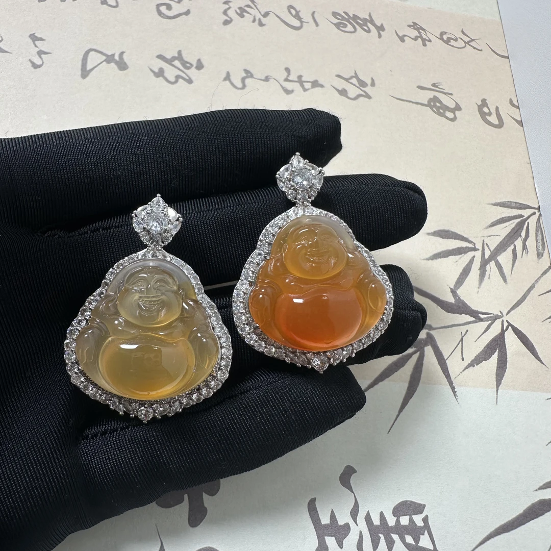 合金吊坠 玉髓黄佛公10号款