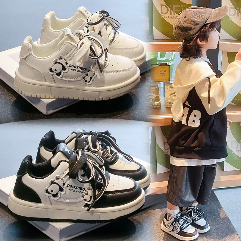 【新春爆款】2025男童低帮休闲板鞋熊猫女童防滑运动鞋韩版839