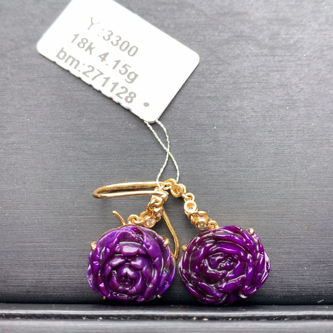 苏纪石（舒俱来）18K金镶嵌耳饰